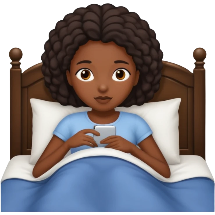 A black girl laying in bed emoji