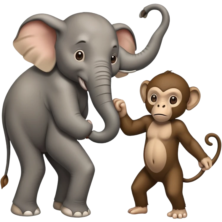 A elephant of a monkey and a fiting emoji