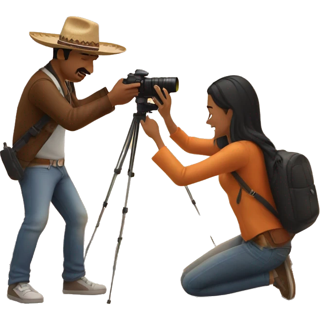 A Mexican man shooting photos of a couple at sunset  emoji