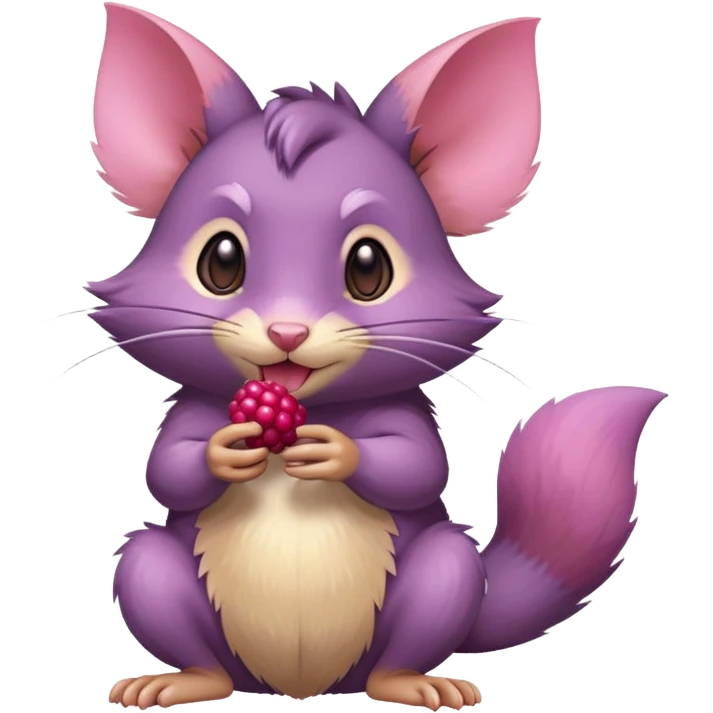 Rattata, sitting and nibbling on a berry, cute and playful emoji