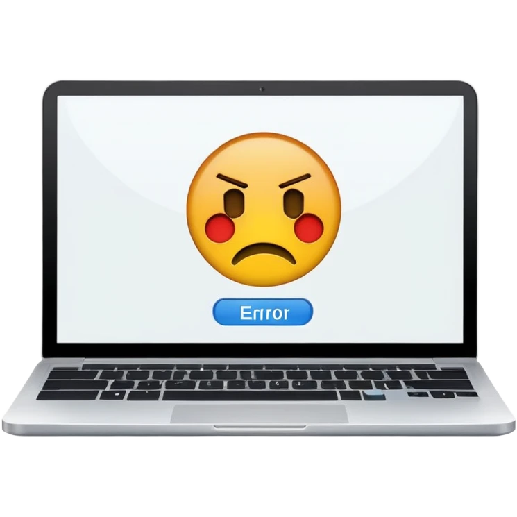 Website on laptop shows error emoji
