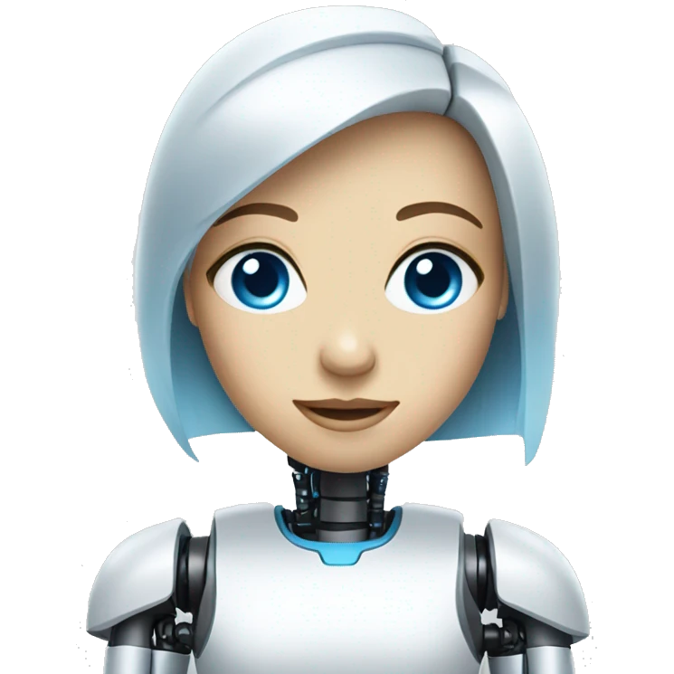 female robot with blue eyes emoji