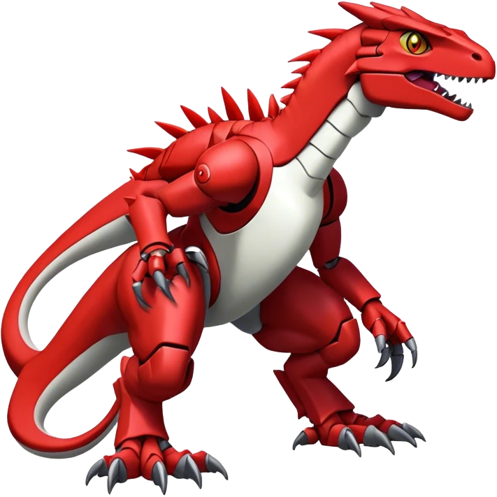  Cool Edgy Red Digimon-Fakemon-Guilmon-Velociraptor-Dragon-Mecha full body  emoji