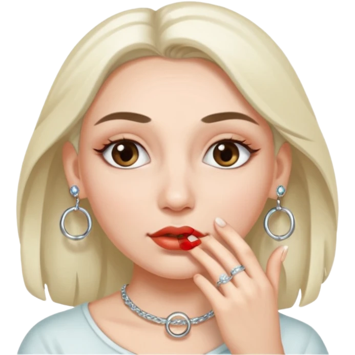 A woman with a ring on the eyebrow and ring on the lower lip. emoji