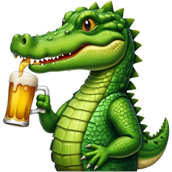 Crocodile buvqnt une bière emoji