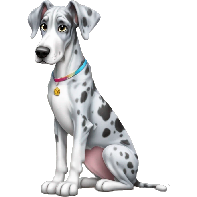 Blue Merle Great Dane with piano emoji