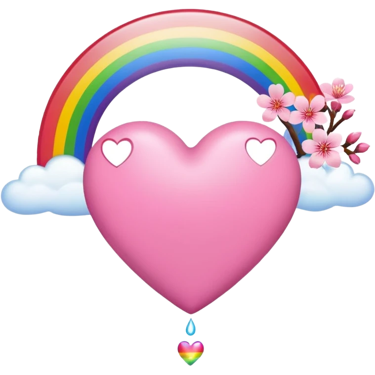 heart with sakura and a rainbow emoji