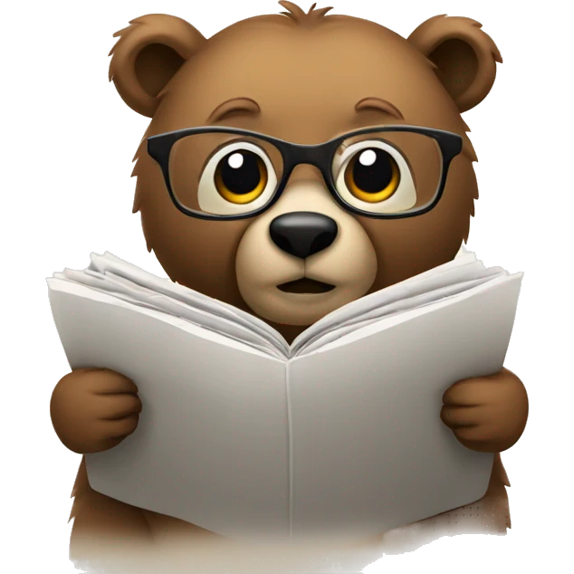 bear who wears glasses reading newspaper emoji