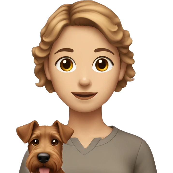 Light brown hair girl with welsh terrier emoji