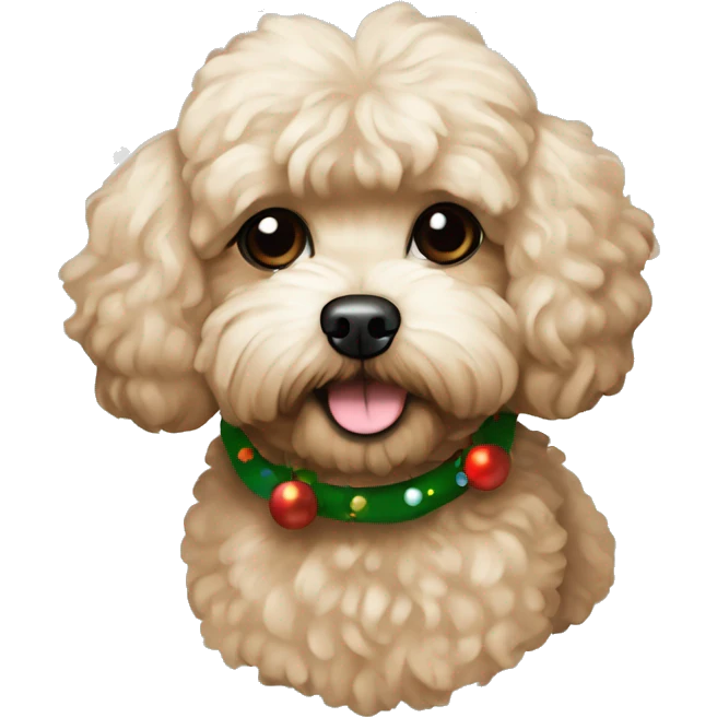 Brown beige Maltipoo Christmas vibe emoji