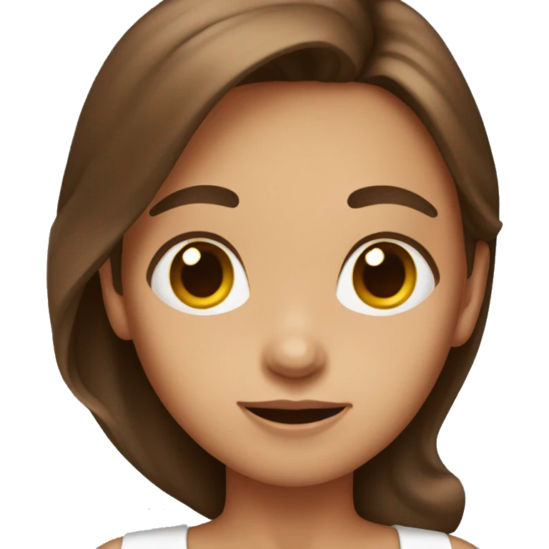 a brown haired girl with obscenely big ear emoji
