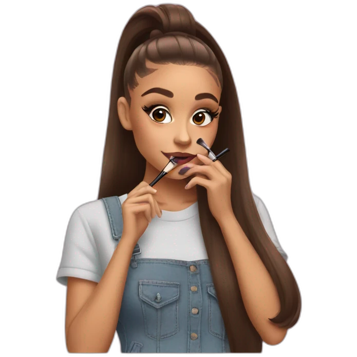 Ariana Grande doing her makeup emoji