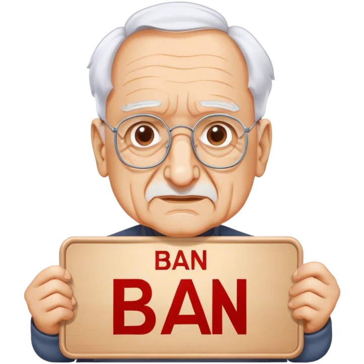Frank Gehry with a "Ban AI" sign emoji