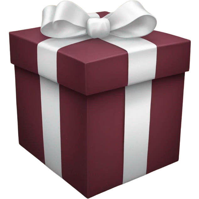 Burgundy coloured gift box with a white bow emoji