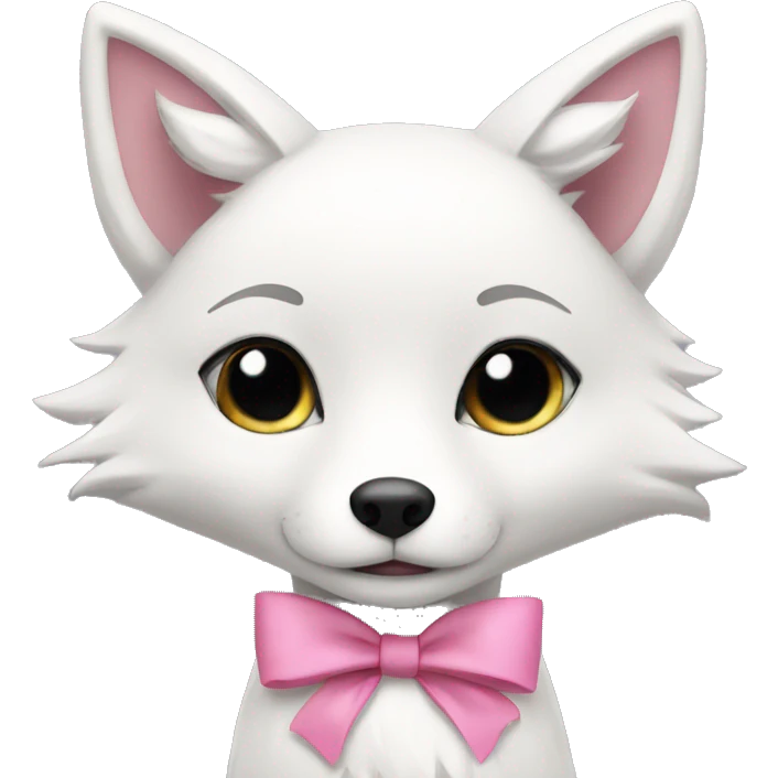 Girl white fox with pink bow emoji