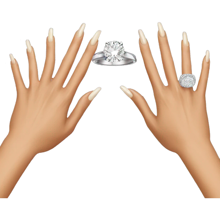woman's hand with a super expensive ring on the ring finger emoji