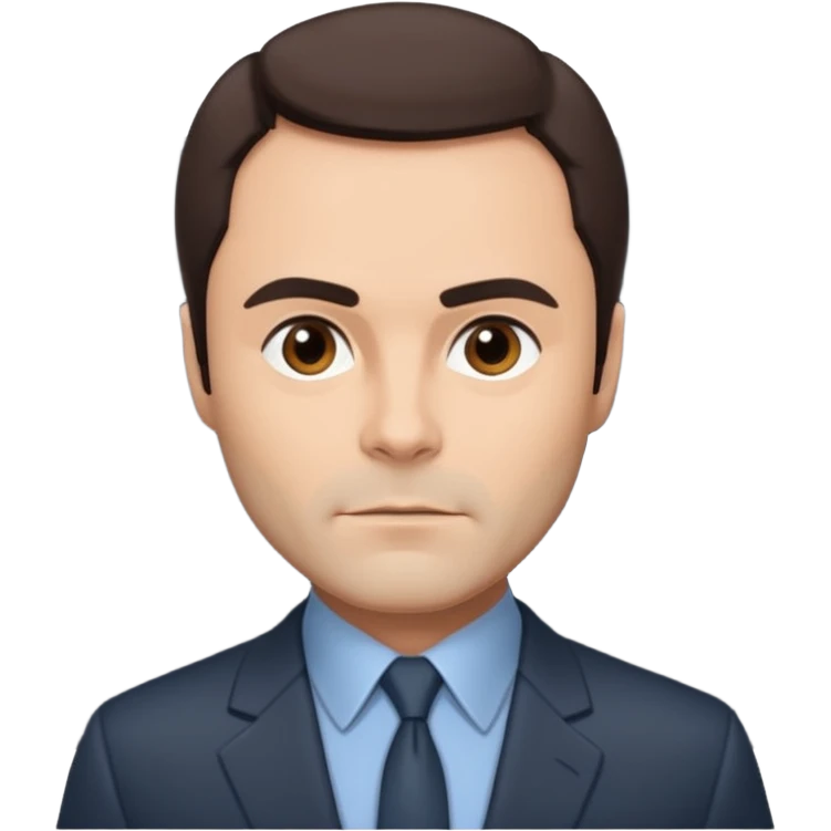 John Saxon with dark brown hair, slate suit emoji