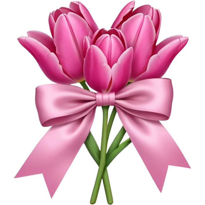 Pink tulips with a bow emoji