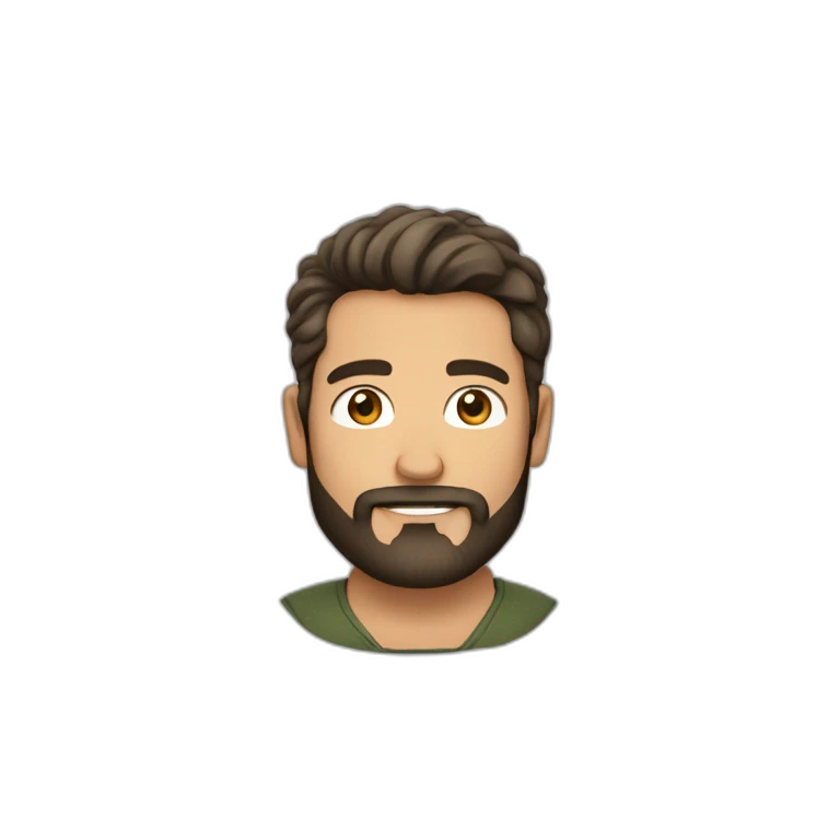 hombre, moreno, barba de candado, cabello corto emoji
