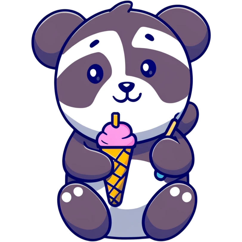 Panda eating ice cream emoji