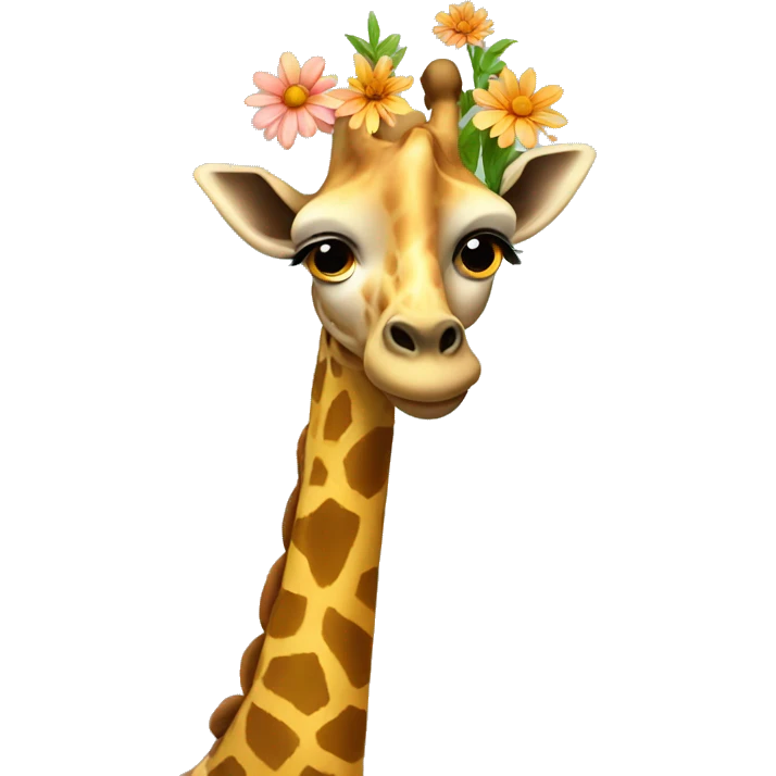 Giraffe with a flower in the head emoji