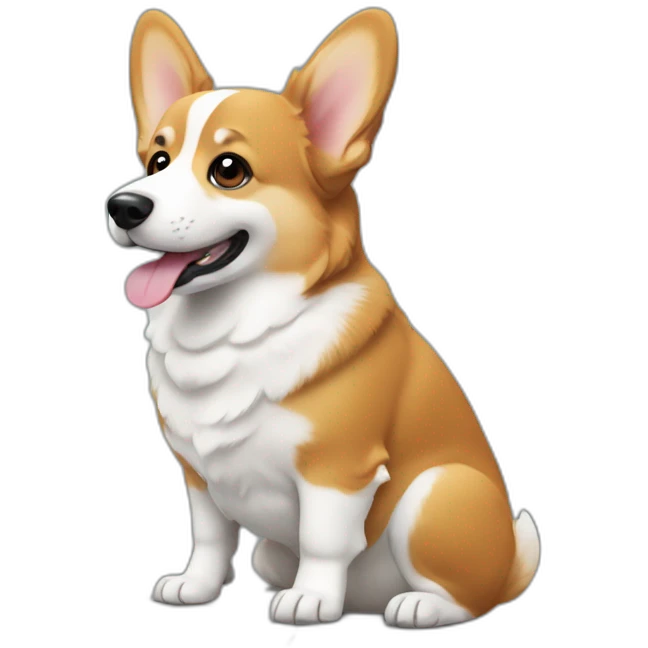 Corgi typing on a computer emoji