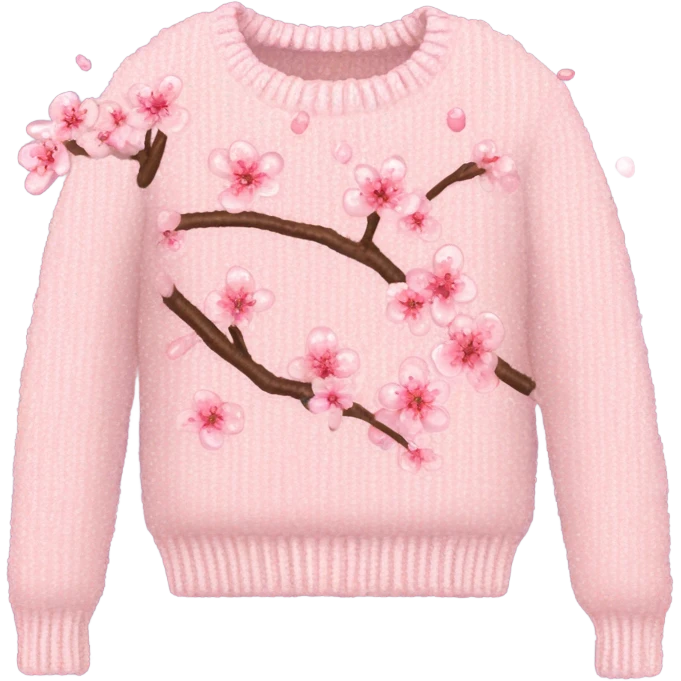 Knit sweater with cherry blossom glittery design emoji