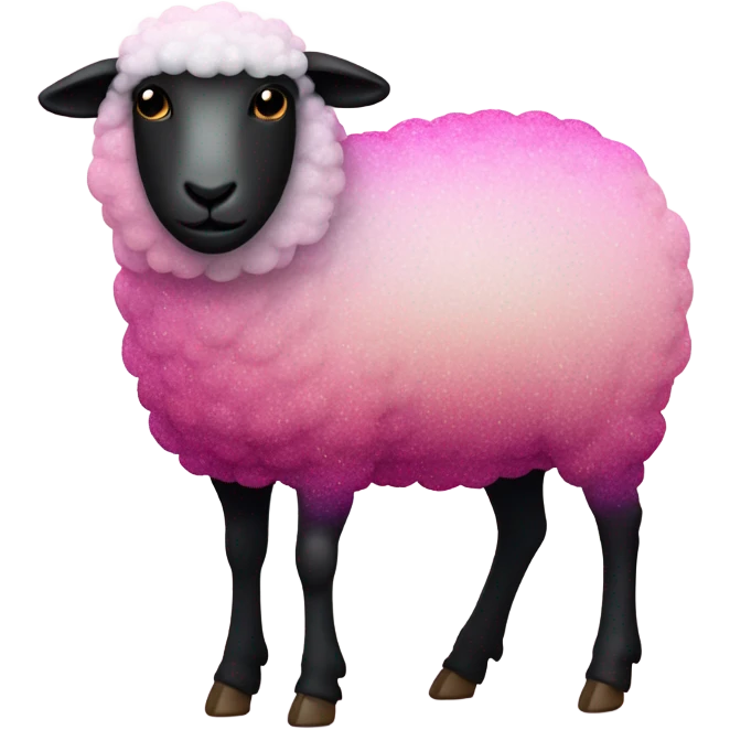 Pink ombre full body sheep with glitter emoji