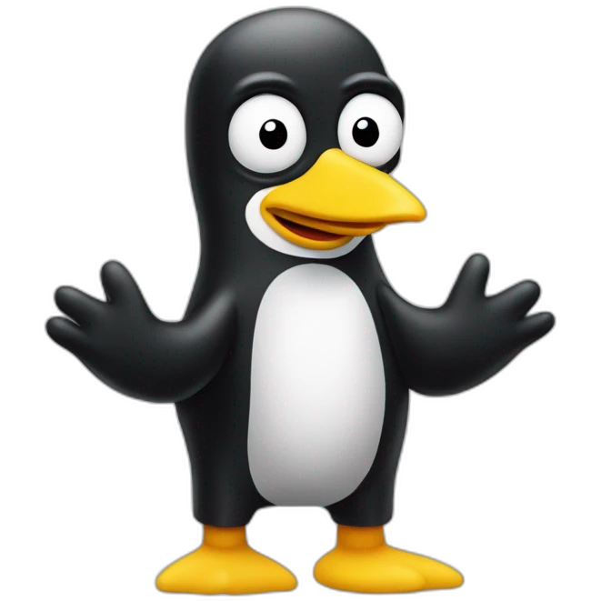pingu as a simpsons character mixed with I don’t know gesture emoji
