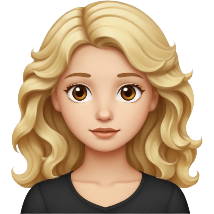 A blond girl with wavy hair and brown eyes  emoji
