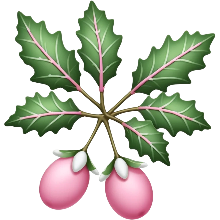 pink mistle toe with white leaves emoji