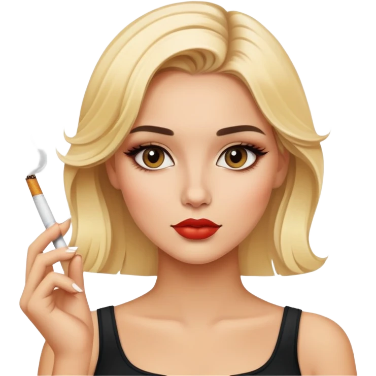 blonde gorgeous girl with latina makeup smoking a cigarette  emoji