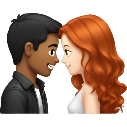 redhead girl and black haired boy couple emoji