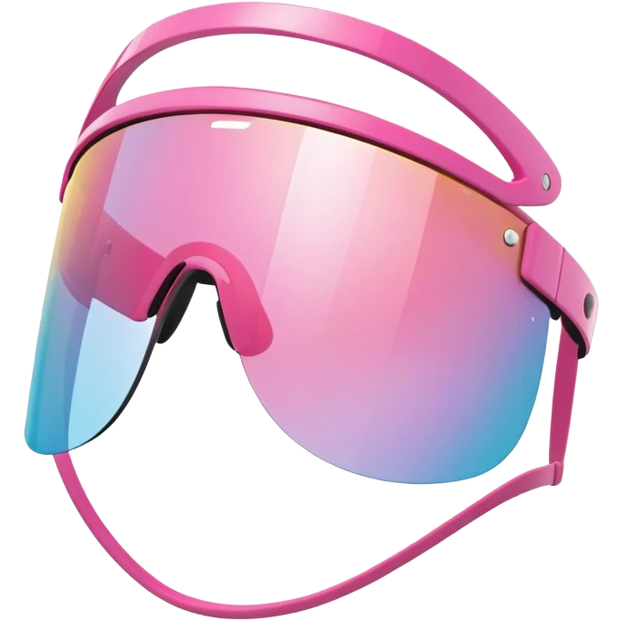sporty pink shield visor sunglasses with thick frame, one-piece lens emoji