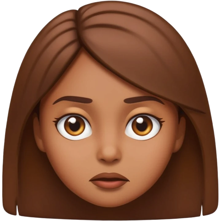 brown-skinned girl emoji with expressive rolling eyes, annoyed look, head tilt, clear and simple cartoon style emoji