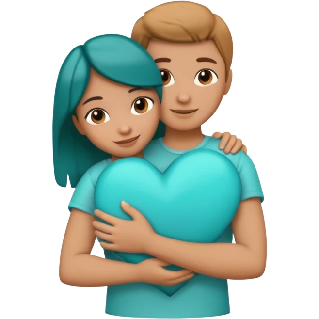 teal heart in an arm hug emoji