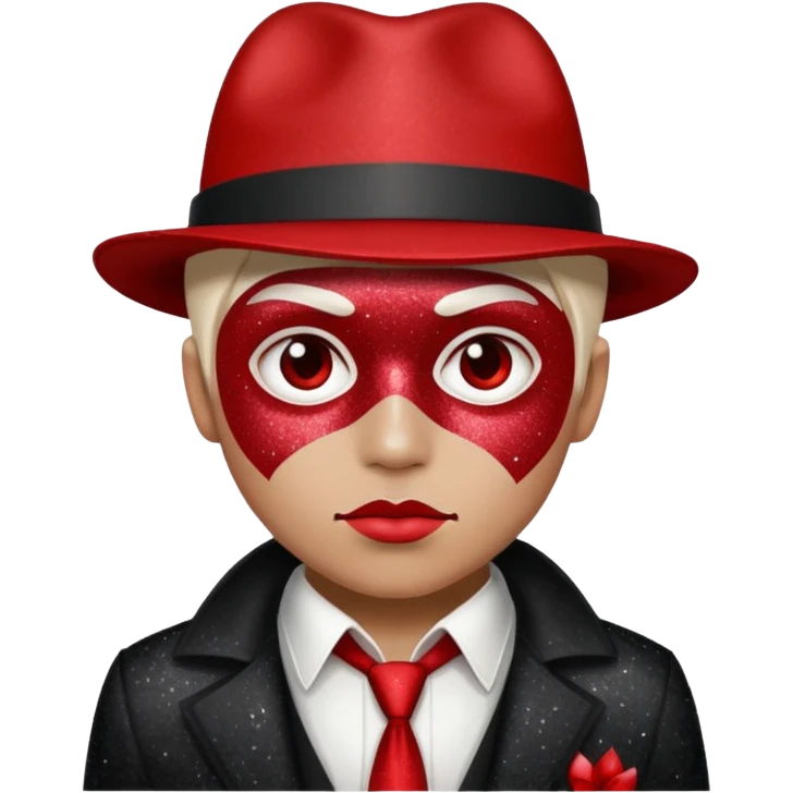 Glitter RED and White Joker Gangster  emoji