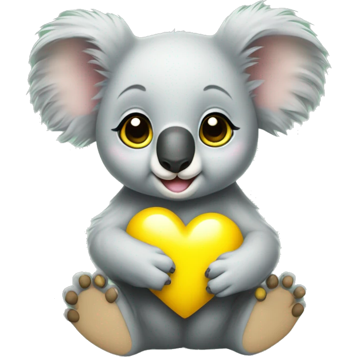 Baby koala with yellow heart in its paws  emoji