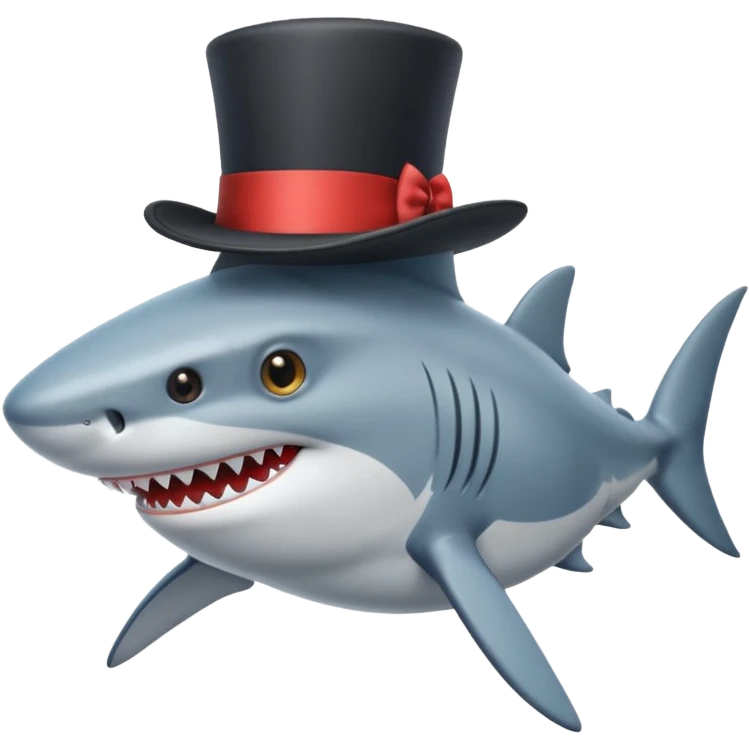 Shark with a top hat emoji