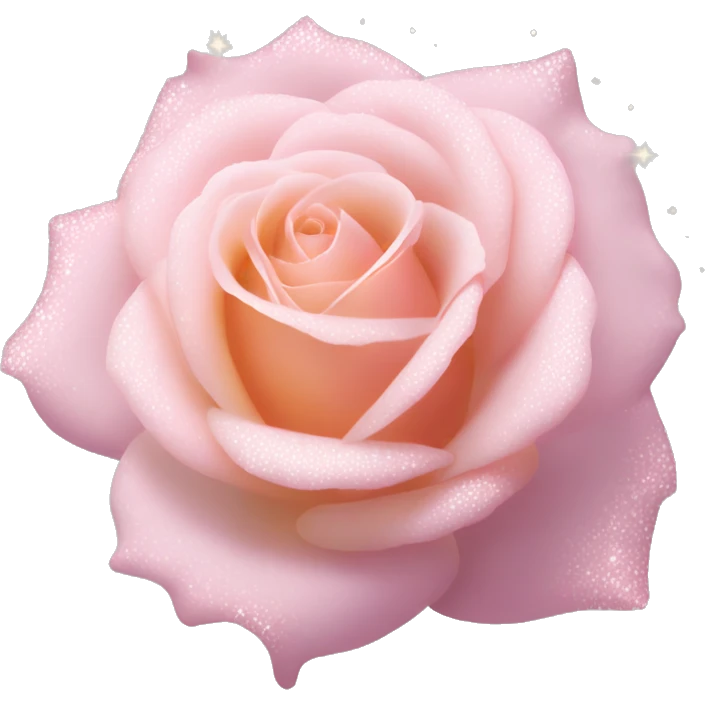 Rose "A fully bloomed pastel pink rose with delicate, silky petals that radiate a soft glow, surrounded by tiny sparkles and a faint shimmering mist." emoji