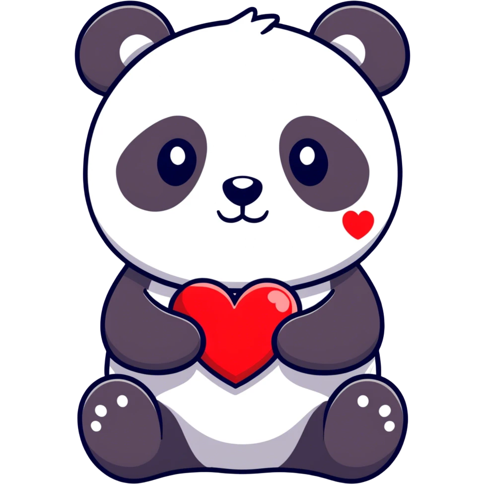 Panda with heart emoji