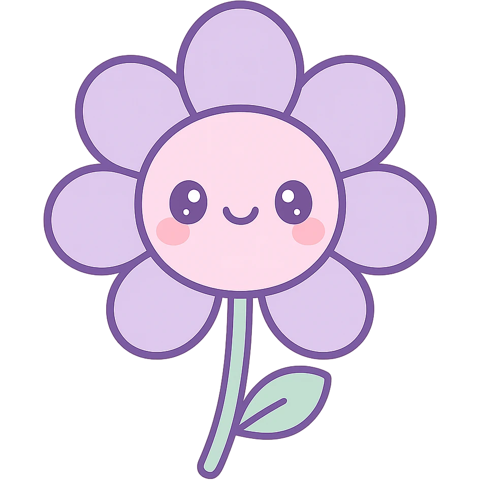 lavender flower kawaii style emoji