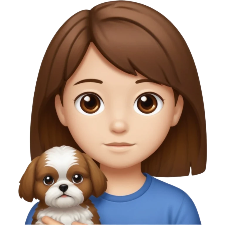 Kid with his shitzu, with brown hair emoji