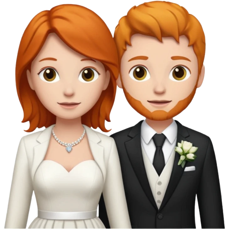 lesbian couple getting married. one ginger one dark brunette. ginger in a suit, brunette in a dress. BOTH GIRLS BOTH WHITE emoji