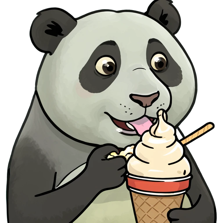 Panda eating ice cream emoji