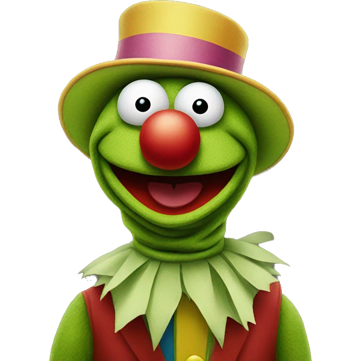 Kermit the frog dressed as a clown emoji