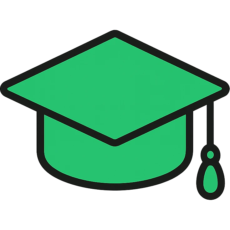 green graduation hat, simple, clear, icon-like emoji