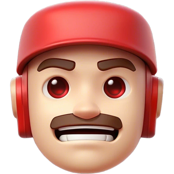 Clash of Clans aesthetic: Cinematic Playful Virtual Boy Portrait Emoji, rendered in a 3D vector-style similar to standard emojis with minimal shading and bold, simplified shapes. A compact, distinct form with signature details, softly glowing with a nostalgic gaming charm. Simplified yet unmistakably iconic, highly detailed and consistent, glowing with a soft radiance and high shine. Stylized with a touch of retro gaming magic and a soft glowing outline, capturing the essence of a beloved gaming relic with a friendly, playful manner! emoji