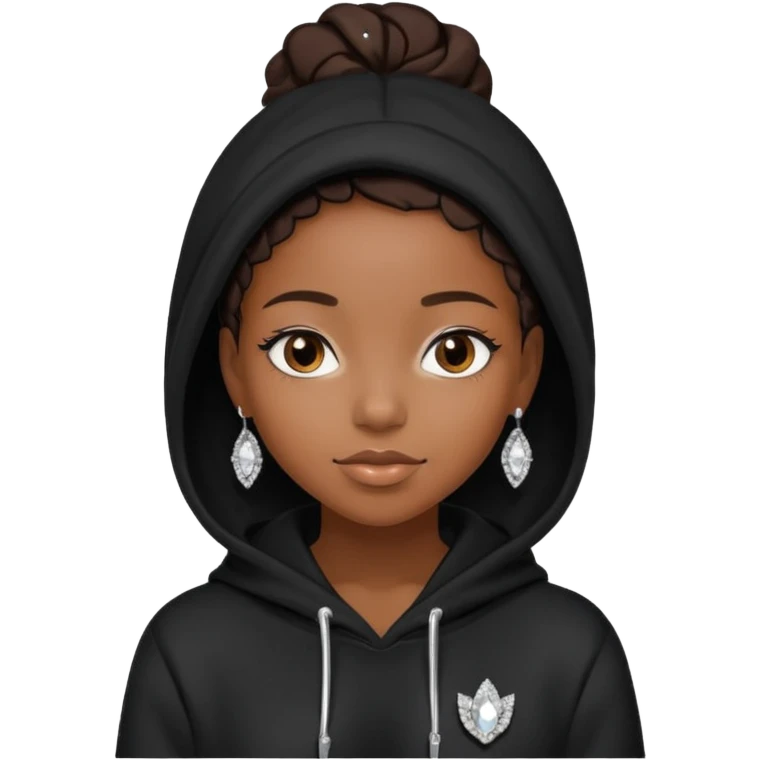 Black hoodie with  rinestones black girl emoji