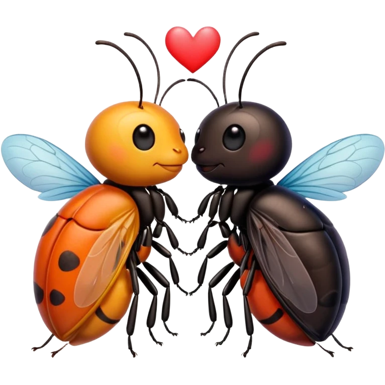 Two cute little bug, giving each other a kiss, and some words that say "Te amo mi bichín"  emoji